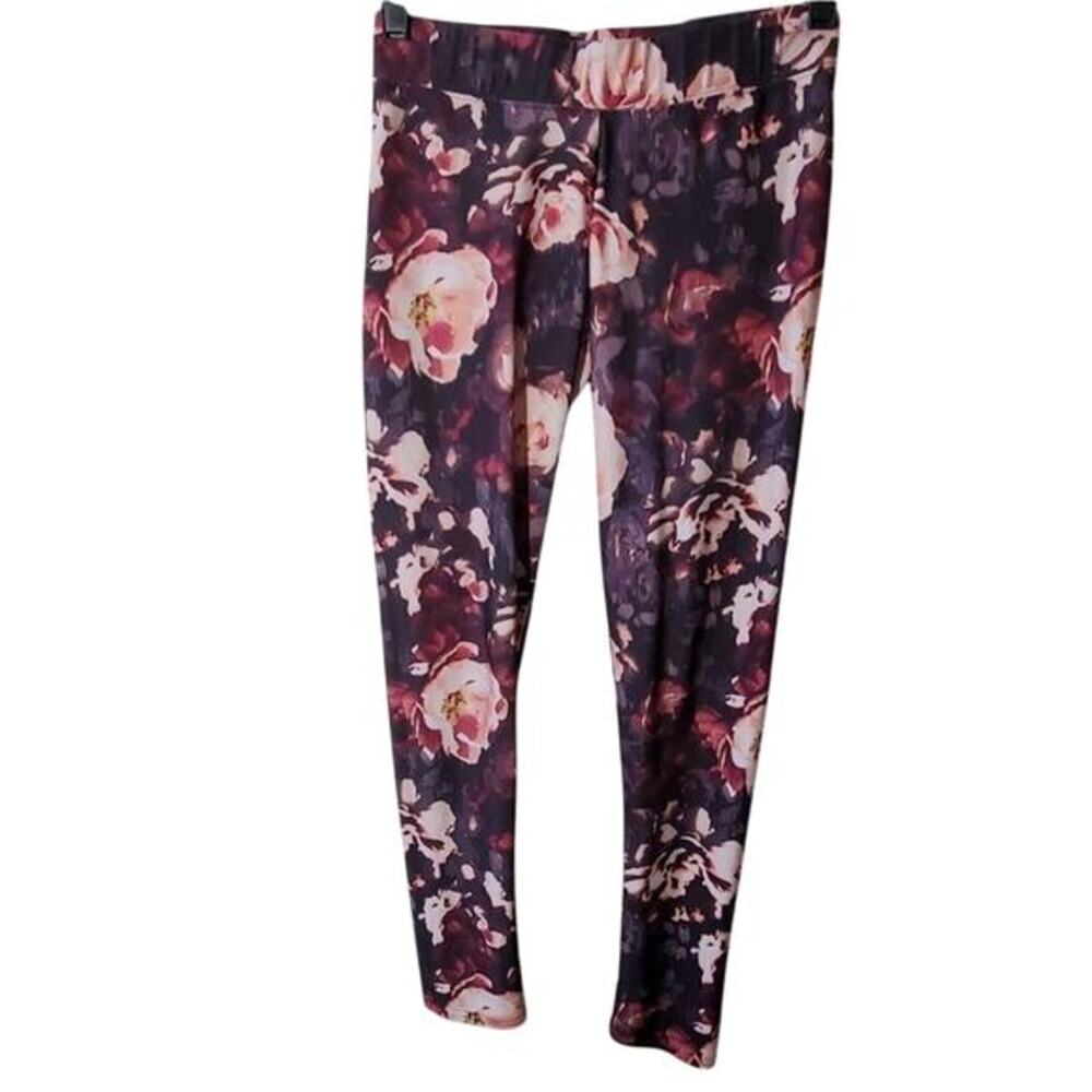 American Eagle Outfitters Womens‎ Plum Burgundy Floral High Rise Leggings Small